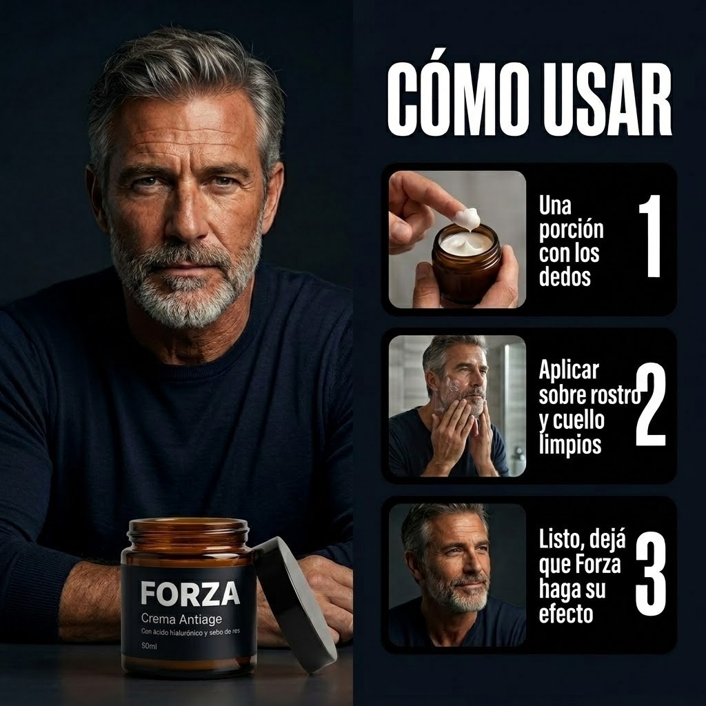 FORZA — Crema Facial Antiarrugas, Reafirmante y Antiojeras con Sebo de Res