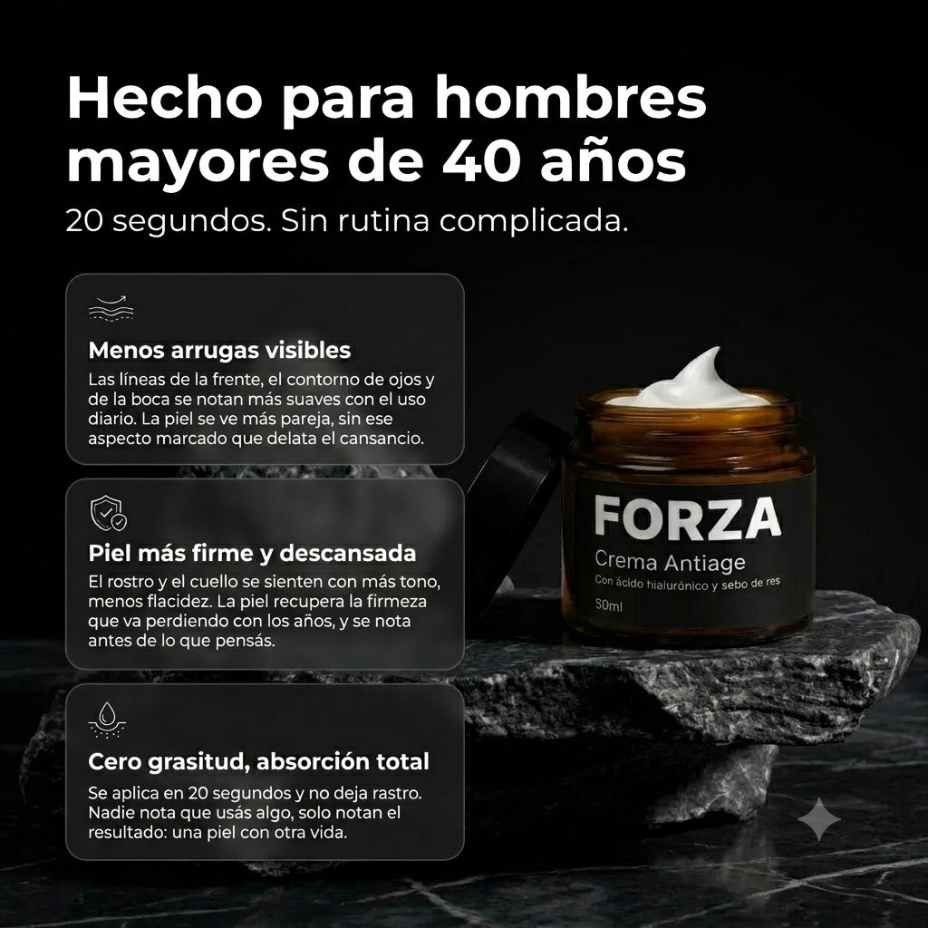 FORZA — Crema Facial Antiarrugas, Reafirmante y Antiojeras con Sebo de Res