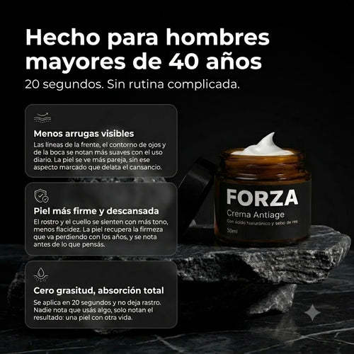 FORZA — Crema Facial Antiarrugas, Reafirmante y Antiojeras con Sebo de Res