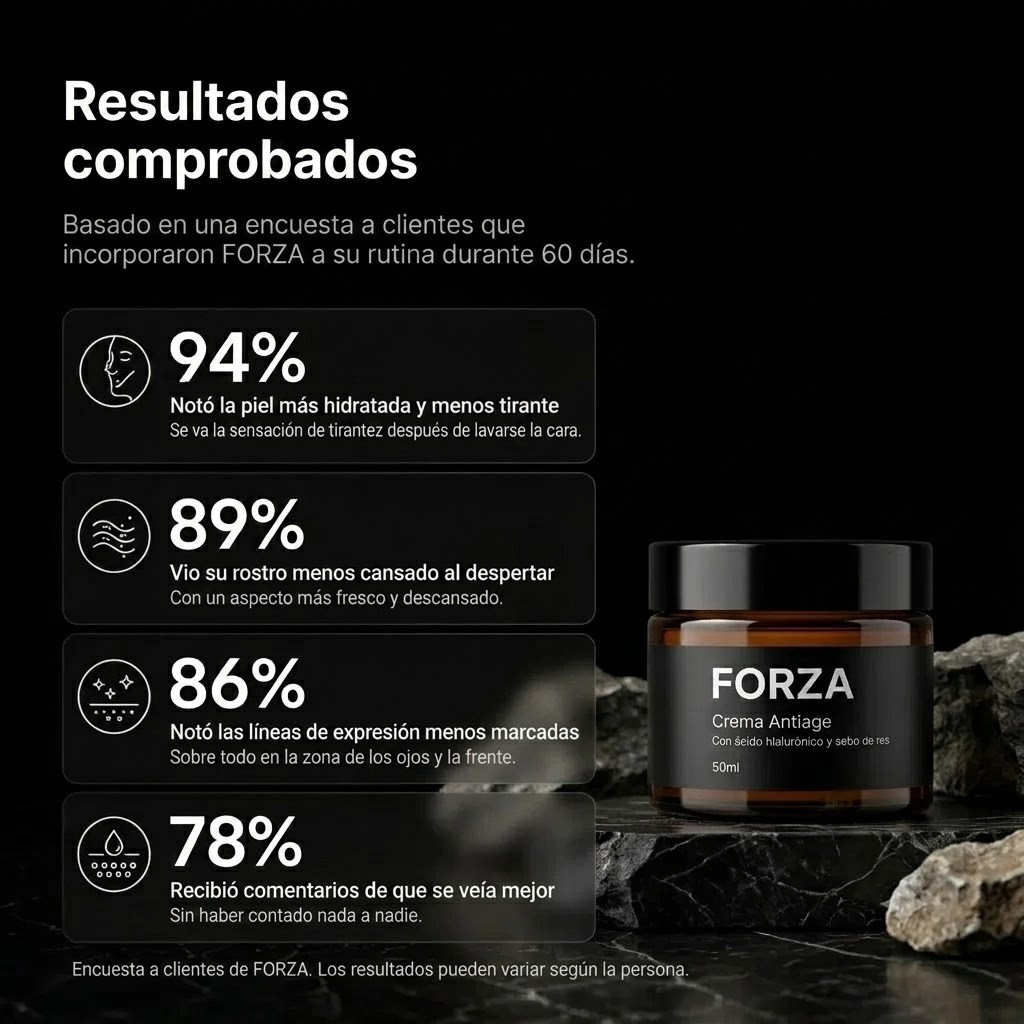 FORZA — Crema Facial Antiarrugas, Reafirmante y Antiojeras con Sebo de Res